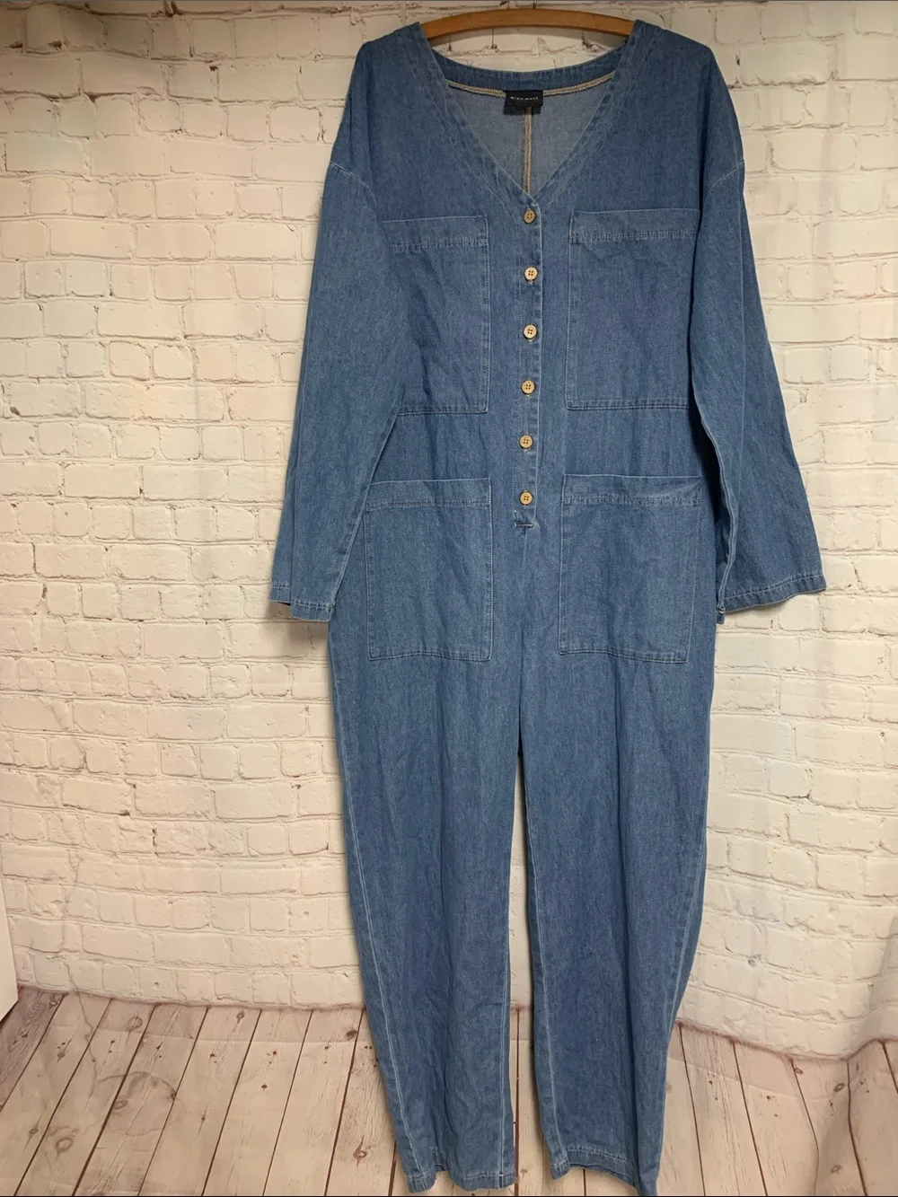 Miou Muse Jean Denim Jumpsuit Size L - Picture 1 of 7